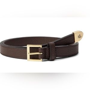 Lauren Ralph Lauren Pebbled Leather Skinny Belt
